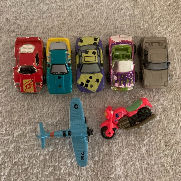 Vintage Micro Machines Toolbox with Mini Cars Motorcycle Airplane and Wheels - Picture 4 of 7